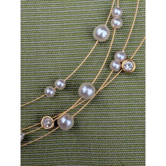 Vintage Nolan Miller Pearl Necklace, Layered Strand Necklace - Picture 5 of 8